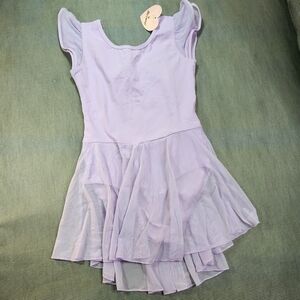 NWT Mdnmd Girls Lavender Purple Flutter
Sleeve Ballet Dance Leotard Dress Sz 150